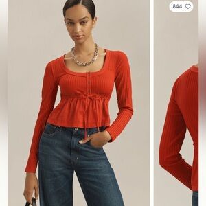 Pilcro red babydoll top